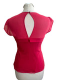 KAREN MILLEN SILK PINK FITTED CAP SLEEVED TOP SIZE 10