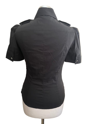 KAREN MILLEN BLACK LACE TRIMMED SHORT SLEEVE SHIRT/TOP SIZE 10