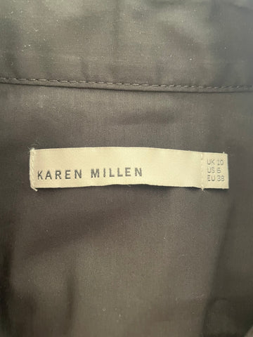 KAREN MILLEN BLACK LACE TRIMMED SHORT SLEEVE SHIRT/TOP SIZE 10