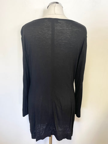 BUTLER & WILSON BLACK SEQUINNED FRONT LONG SLEEVE TUNIC TOP  SIZE M