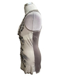 KAREN MILLEN BEIGE JEWEL TRIMMED EMBROIDERED & BEADED PATTERNED RACER BACK VEST TOP  SIZE 8
