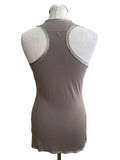 KAREN MILLEN BEIGE JEWEL TRIMMED EMBROIDERED & BEADED PATTERNED RACER BACK VEST TOP  SIZE 8