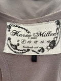 KAREN MILLEN BEIGE JEWEL TRIMMED EMBROIDERED & BEADED PATTERNED RACER BACK VEST TOP  SIZE 8