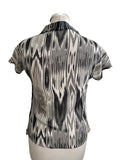 KAREN MILLEN 100% SILK NAVY MIX COWL NECK CAP SLEEVE TOP SIZE 8