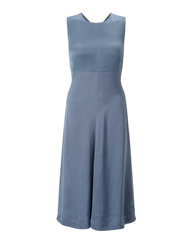 JIGSAW SALENA RAIN GREY SILK TOP SLEEVELESS FLARE MIDI DRESS SIZE 14