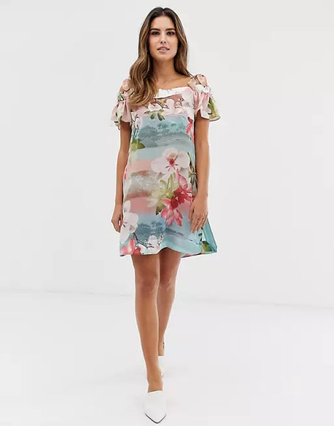 BRAND NEW TED BAKER SAYGE FLORAL PRINT BEACH COVER UP DRESS SIZE M