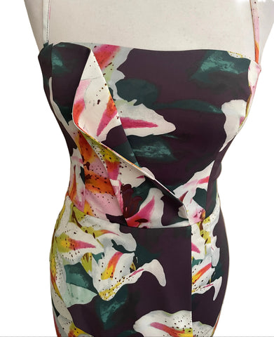 BRAND NEW WITH TAGS KAREN MILLEN MULTICOLOURED FINE STRAP PENCIL DRESS SIZE 10