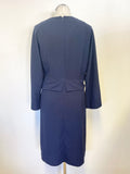 HOBBS NAVY BLUE 3/4 SLEEVED TIE FRONT SHIFT DRESS SIZE 14