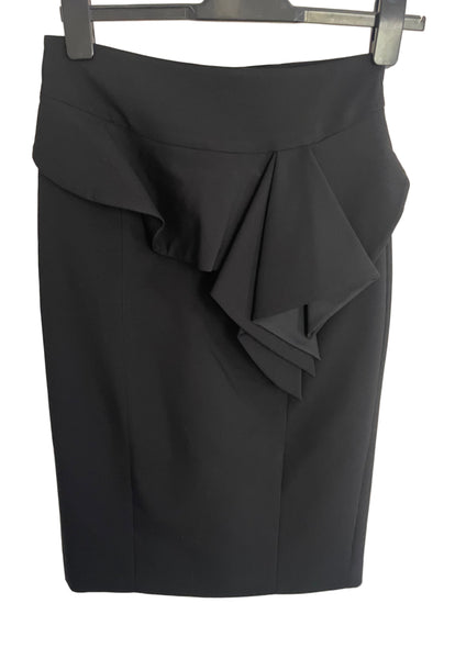 BRAND NEW KAREN MILLEN BLACK WOOL MIX PLEATED FRONT PENCIL SKIRT SIZE 10