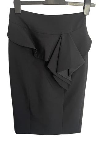 BRAND NEW KAREN MILLEN BLACK WOOL MIX PLEATED FRONT PENCIL SKIRT SIZE 10