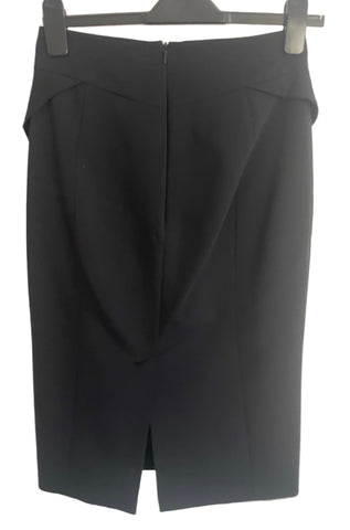 BRAND NEW KAREN MILLEN BLACK WOOL MIX PLEATED FRONT PENCIL SKIRT SIZE 10