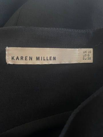 BRAND NEW KAREN MILLEN BLACK WOOL MIX PLEATED FRONT PENCIL SKIRT SIZE 10