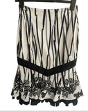 KAREN MILLEN WHITE & BLACK RIBBON PRINT FRILLED HEM SKIRT  SIZE 10