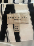 KAREN MILLEN WHITE & BLACK RIBBON PRINT FRILLED HEM SKIRT  SIZE 10