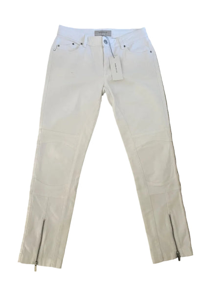 BRAND NEW KAREN MILLEN WHITE TAPERED LEG ANKLE ZIPPED JEANS  SIZE 10