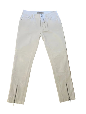 BRAND NEW KAREN MILLEN WHITE TAPERED LEG ANKLE ZIPPED JEANS  SIZE 10
