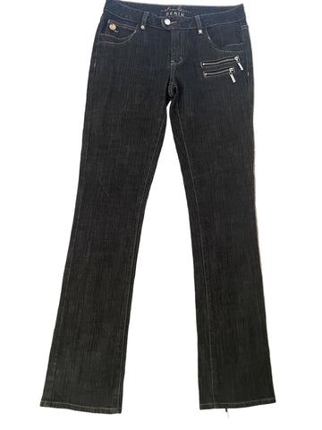 KAREN MILLEN DENIM CHARCOAL ZIPPED LEG JEANS SIZE 10