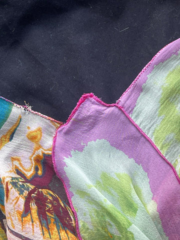 JEAN PAUL GAULTIER 100% SILK MULTICOLOURED PORTRAIT PRINT BIAS CUT MIDI DRESS SIZE 12