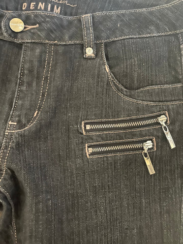 KAREN MILLEN DENIM CHARCOAL ZIPPED LEG JEANS SIZE 10