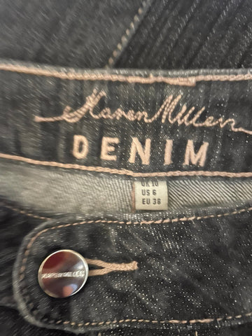 KAREN MILLEN DENIM CHARCOAL ZIPPED LEG JEANS SIZE 10