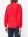 M.I.H JEANS RED COLLARLESS LONG SLEEVE SHIRT SIZE S