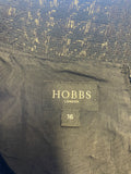 HOBBS BLACK SHORT SLEEVED SHIMMER CHECK BOW TRIM SHIFT DRESS SIZE 16