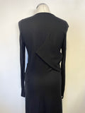 NICOLE FARHI BLACK 100% WOOL V NECK LONG SLEEVED DRESS SIZE 12