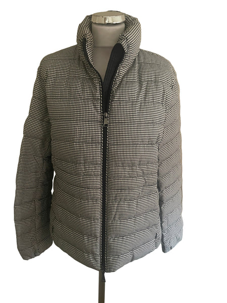 MASSIMO DUTTI BLACK & WHITE CHECK LIGHTLY PADDED JACKET SIZE XL