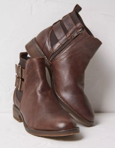 BRAND NEW FAT FACE DALBY BROWN LEATHER BUCKLE TRIM ANKLE BOOTS SIZE 7/41