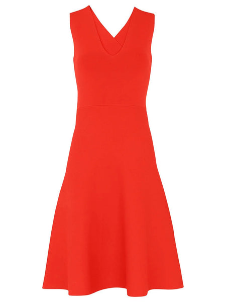 WHISTLES RED SLEEVELESS CROSS OVER BACK FIT & FLARE DRESS SIZE 10