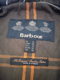 BARBOUR MULL OLIVE GREEN WAX COATED HOODED FUR TRIM COAT SIZE 14