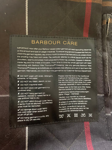 BARBOUR MULL OLIVE GREEN WAX COATED HOODED FUR TRIM COAT SIZE 14