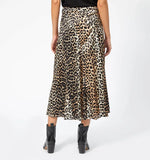 GANNI BLACK & BROWN LEOPARD PRINT SILK A LINE MIDI SKIRT SIZE 36 UK