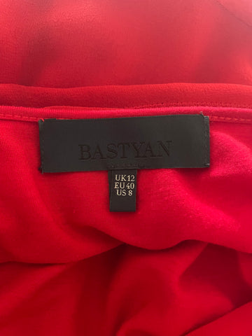 BASTYAN 100% SILK RED DRAPED SPECIAL OCCASION DRESS SIZE 12
