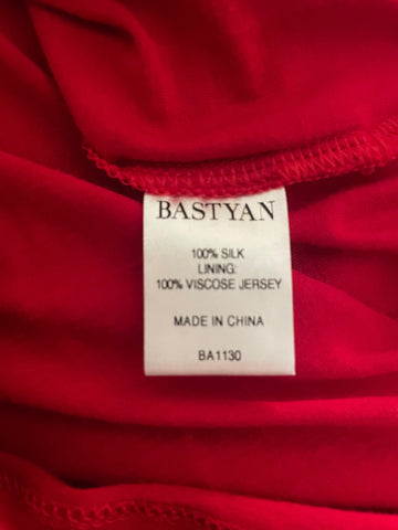BASTYAN 100% SILK RED DRAPED SPECIAL OCCASION DRESS SIZE 12