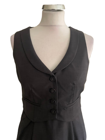 HOBBS N.W.3 100% WOOL GREY WAISTCOAT TOP SLEEVELESS PENCIL DRESS  SIZE 10