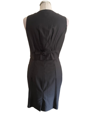 HOBBS N.W.3 100% WOOL GREY WAISTCOAT TOP SLEEVELESS PENCIL DRESS  SIZE 10