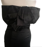 KAREN MILLEN BLACK SATIN STRAPLESS SPECIAL OCCASION DRESS  SIZE 12