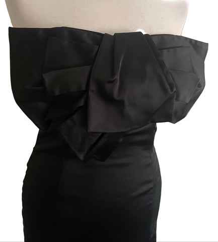 KAREN MILLEN BLACK SATIN STRAPLESS SPECIAL OCCASION DRESS  SIZE 12