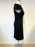 ELSPETH GIBSON BLACK FEATHER & SEQUIN TRIM SLEEVELESS ANGORA MIX KNIT DRESS SIZE 10