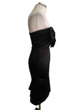 KAREN MILLEN BLACK SATIN STRAPLESS SPECIAL OCCASION DRESS  SIZE 12