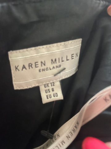 KAREN MILLEN BLACK SATIN STRAPLESS SPECIAL OCCASION DRESS  SIZE 12