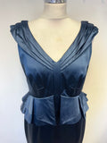 COAST BLUE SATEEN PEPLUM WAIST SLEEVELESS SPECIAL OCCASION PENCIL DRESS SIZE 12