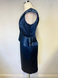 COAST BLUE SATEEN PEPLUM WAIST SLEEVELESS SPECIAL OCCASION PENCIL DRESS SIZE 12