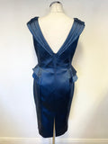COAST BLUE SATEEN PEPLUM WAIST SLEEVELESS SPECIAL OCCASION PENCIL DRESS SIZE 12