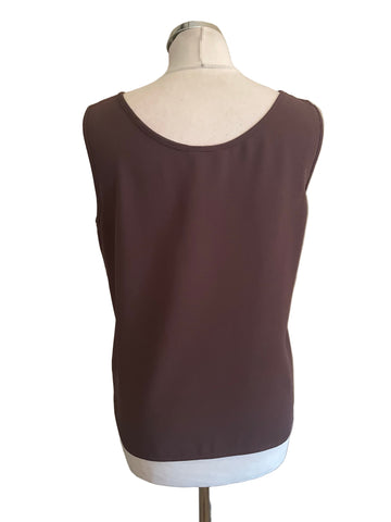 FRANK USHER 100% SILK BROWN SEQUINNED OVER SHIRT/ JACKET & VEST TOP SIZE 12/M