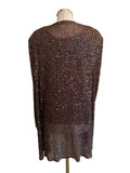 FRANK USHER 100% SILK BROWN SEQUINNED OVER SHIRT/ JACKET & VEST TOP SIZE 12/M