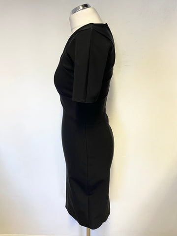 UNBRANDED FRENCH DESIGNER BLACK CUT OUT NECKLINE WITH REAR ZIP DETAIL BODYCON DRESS SIZE 36 UK 8