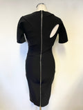 UNBRANDED FRENCH DESIGNER BLACK CUT OUT NECKLINE WITH REAR ZIP DETAIL BODYCON DRESS SIZE 36 UK 8