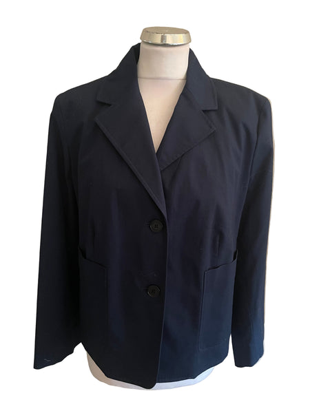 JAEGER NAVY BLUE COTTON JACKET SIZE 16